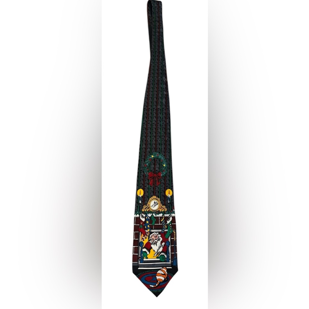 Addiction men’s Santa Claus fireplace Christmas neck tie